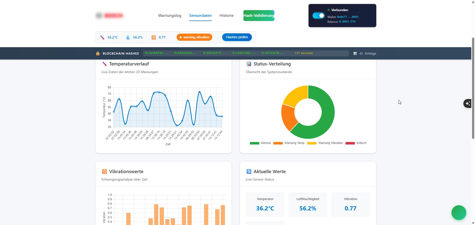 Blockchain Wartungslog Screenshot 1
