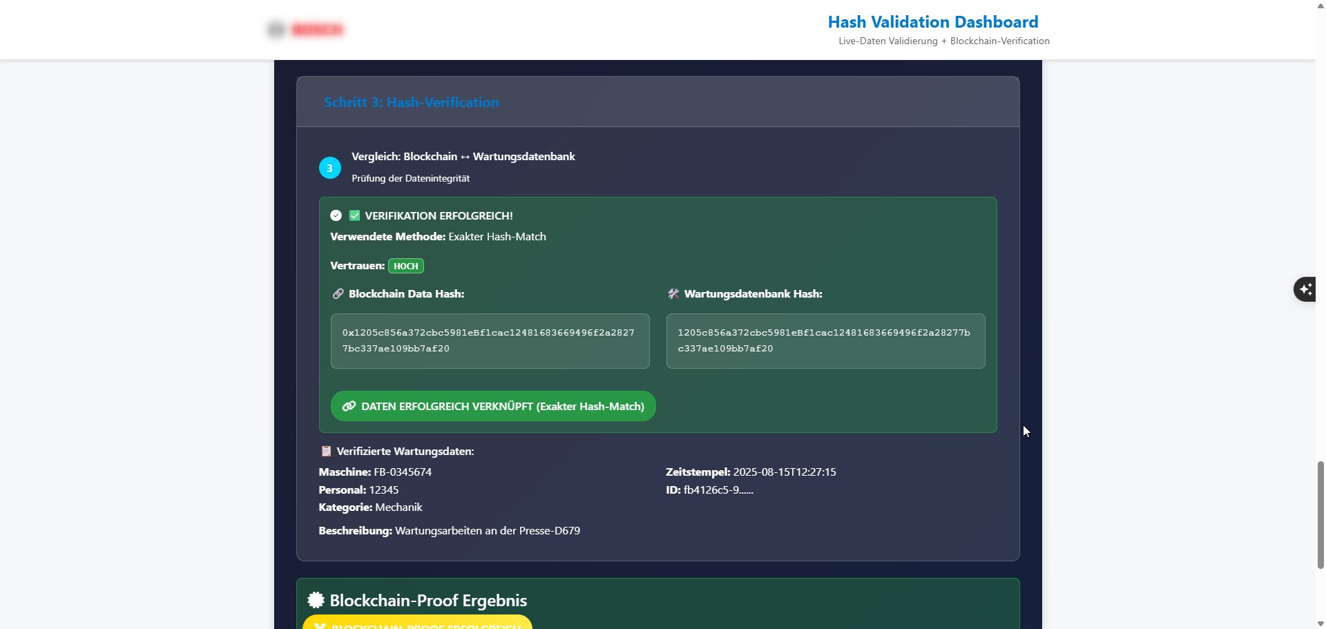 Blockchain Wartungslog Screenshot 7